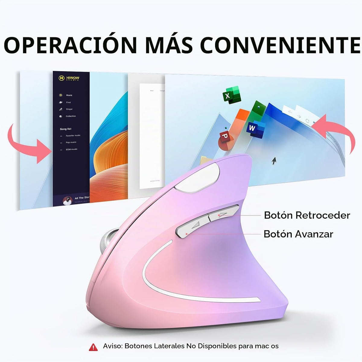 TECKNET Ratón ergonómico, 4800 DPI inalámbrico Bluetooth vertical,...