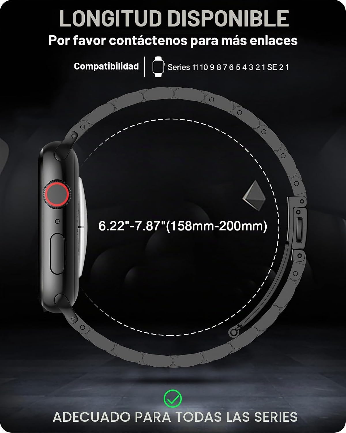 EPULY Correa de metal compatible con Apple Watch para hombres, no r...