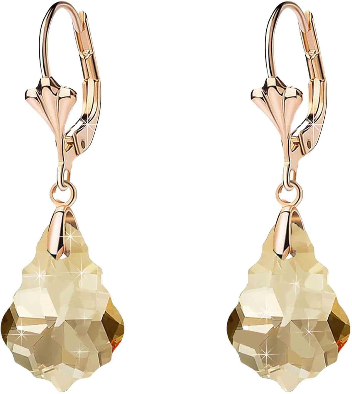 Aretes de cristal austriaco barroco con cierre de palanca para muje...