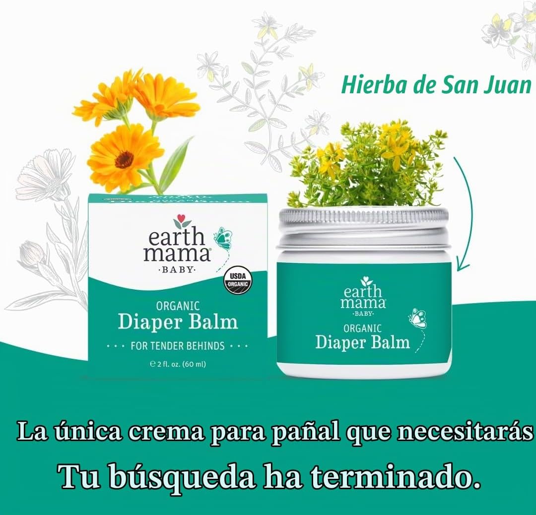 Earth Mama Bálsamo orgánico para pañales de 2 onzas | Crema de paña...