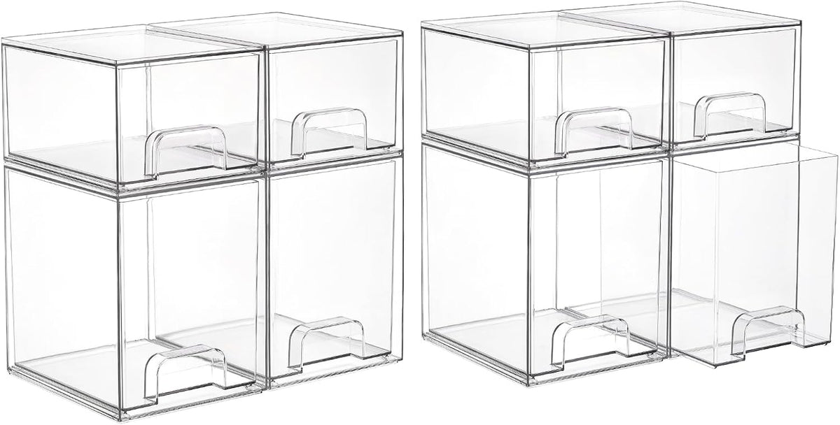 Vtopmart Juego de 8 cajones de almacenamiento apilables transparent...