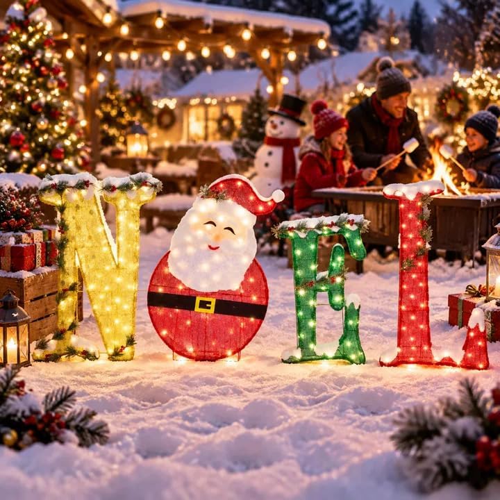 Decoración de letrero de Noel iluminado de Navidad con temporizador...