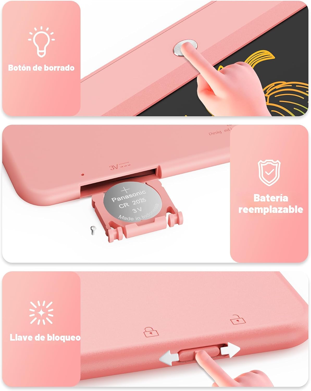 Bravokids Tableta de escritura LCD de 10 pulgadas para niños de 3 a...