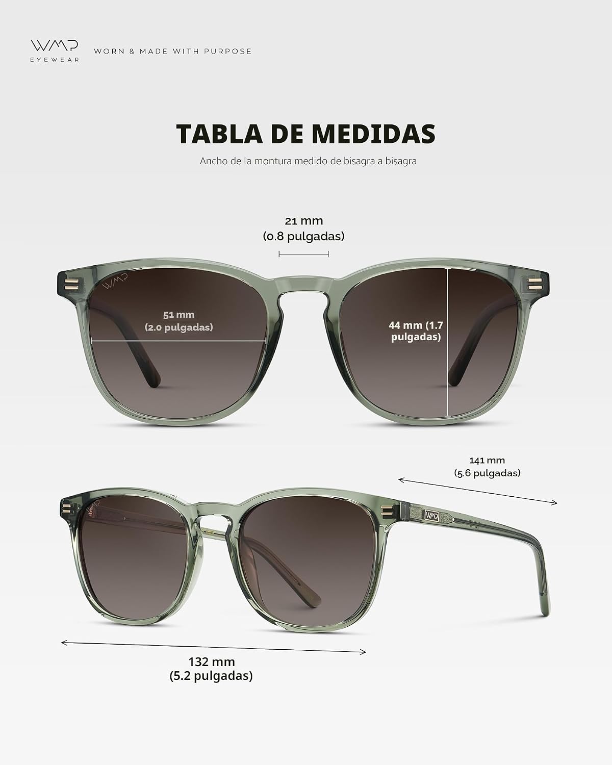 WMP Eyewear - Gafas de sol polarizadas modernas y redondas para hom...