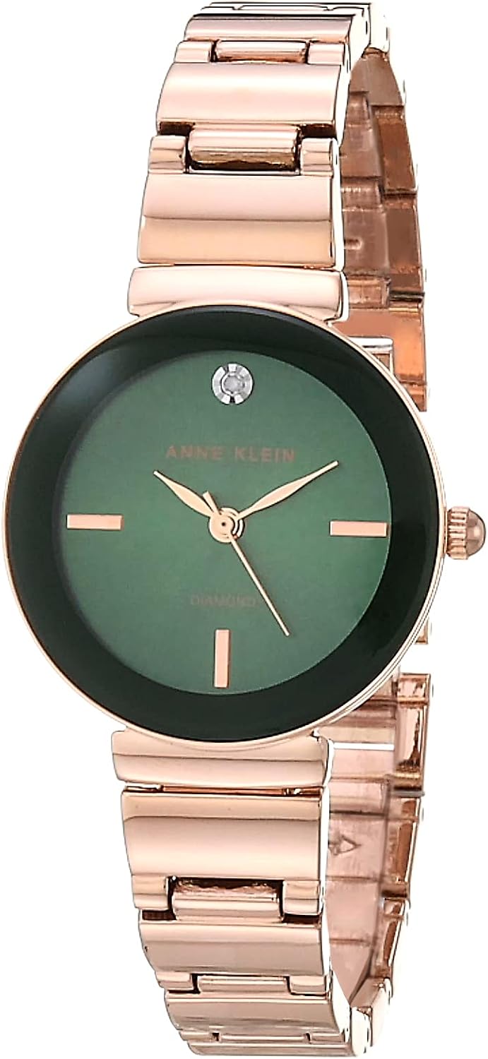 Anne Klein Reloj de pulsera con esfera de diamante genuino para mujer