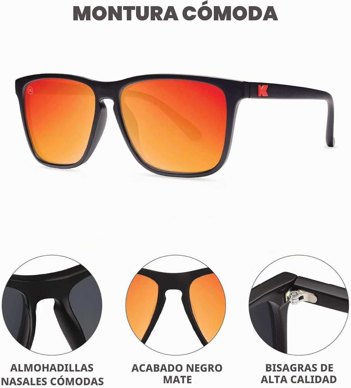 Knockaround Gafas de sol polarizadas cuadradas para hombres y mujer...