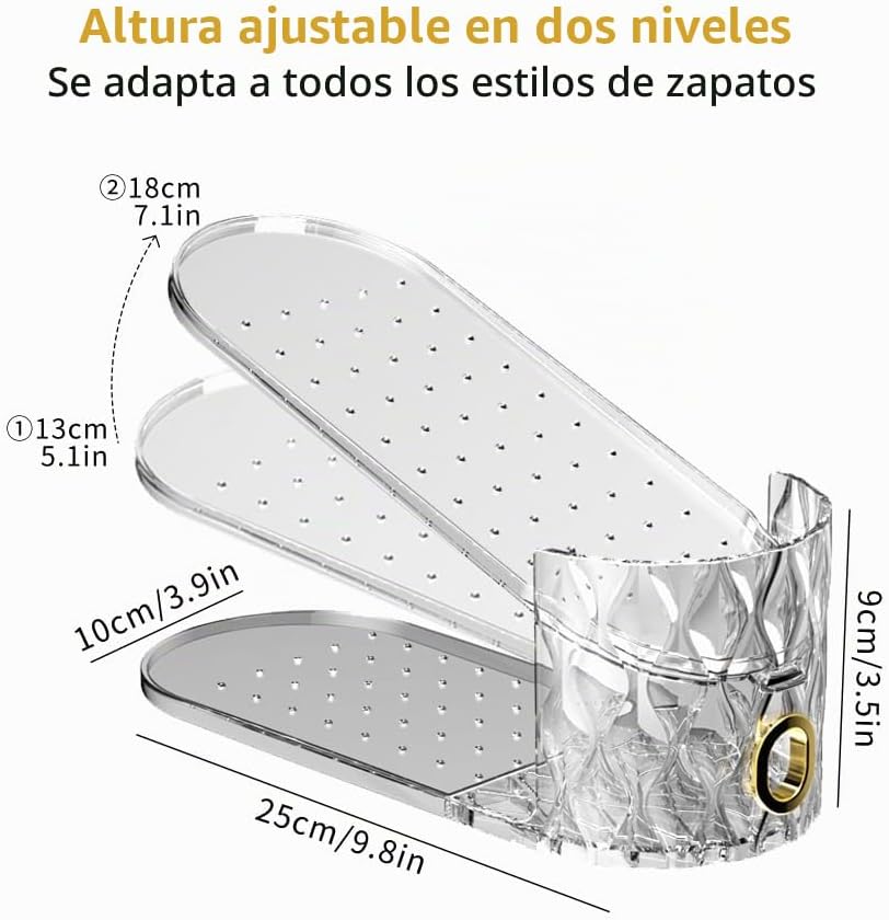 WMBOOX Organizador de ranuras para zapatos, paquete de 10 apiladore...