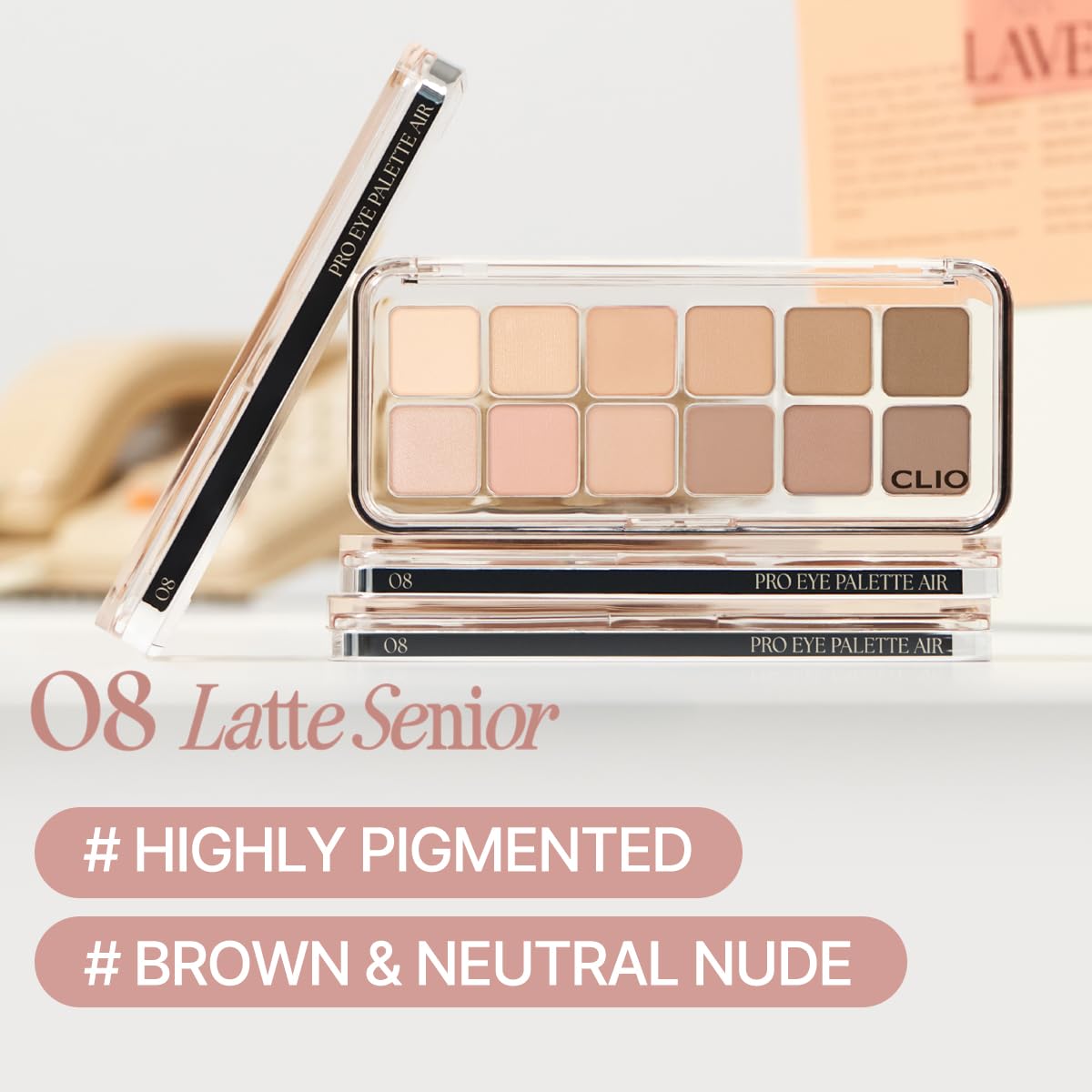 CLIO Pro - Paleta de ojos de aire, sombra de ojos portátil de 12 co...