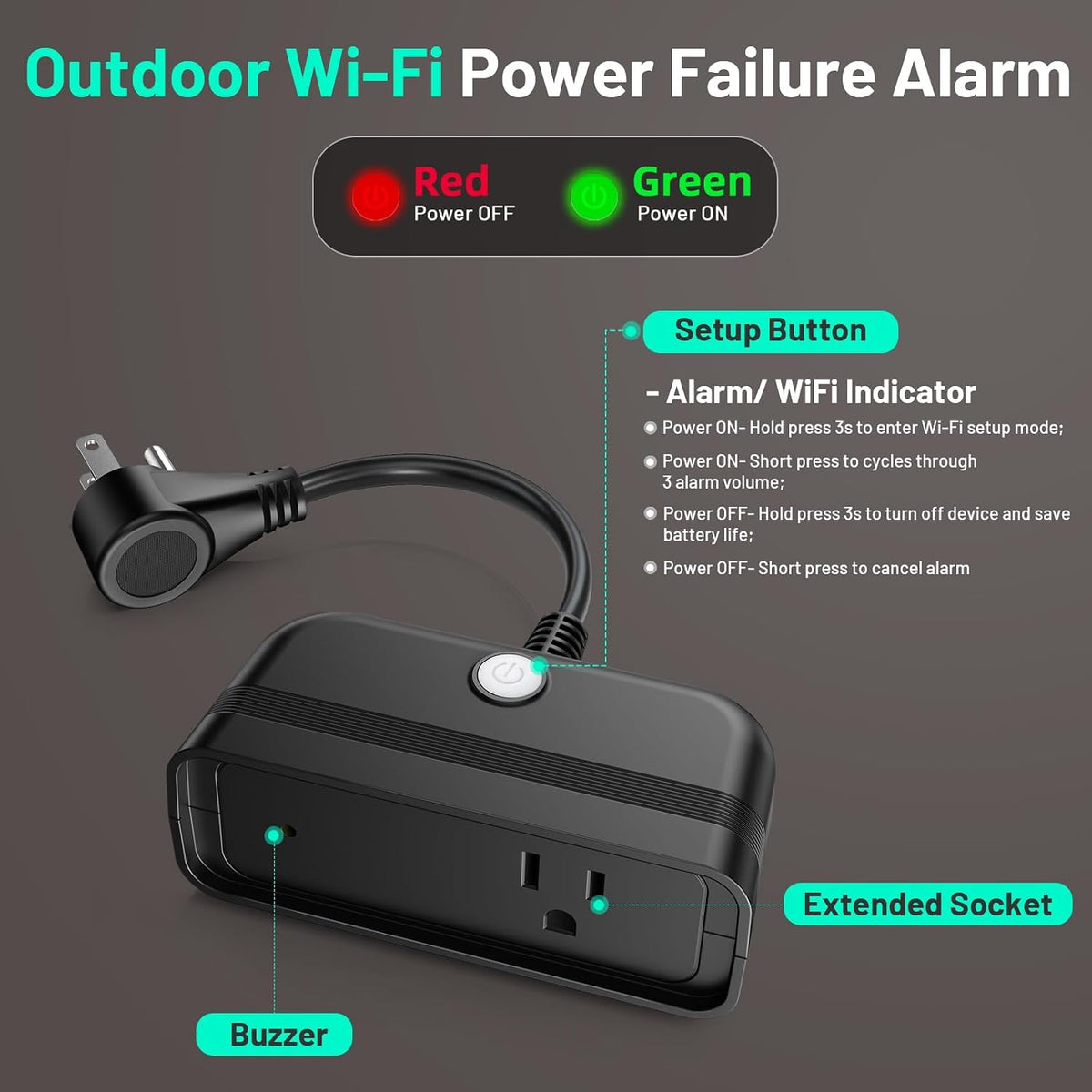 Alarma de corte de energía WiFi, alarma de corte de energía exterio...