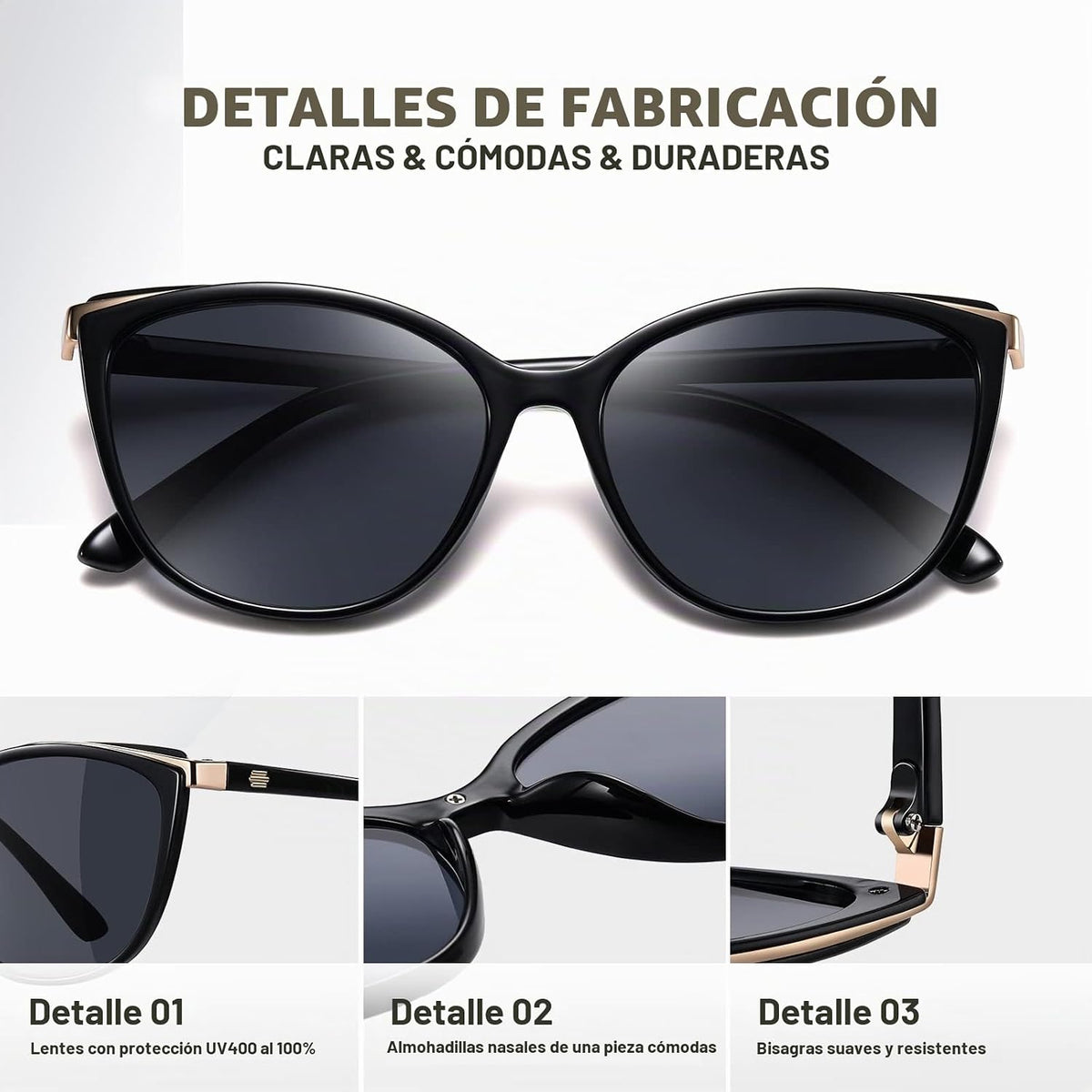 Colrea Gafas de Sol Modernas con Forma de Ojo de Gato para Mujer, E...
