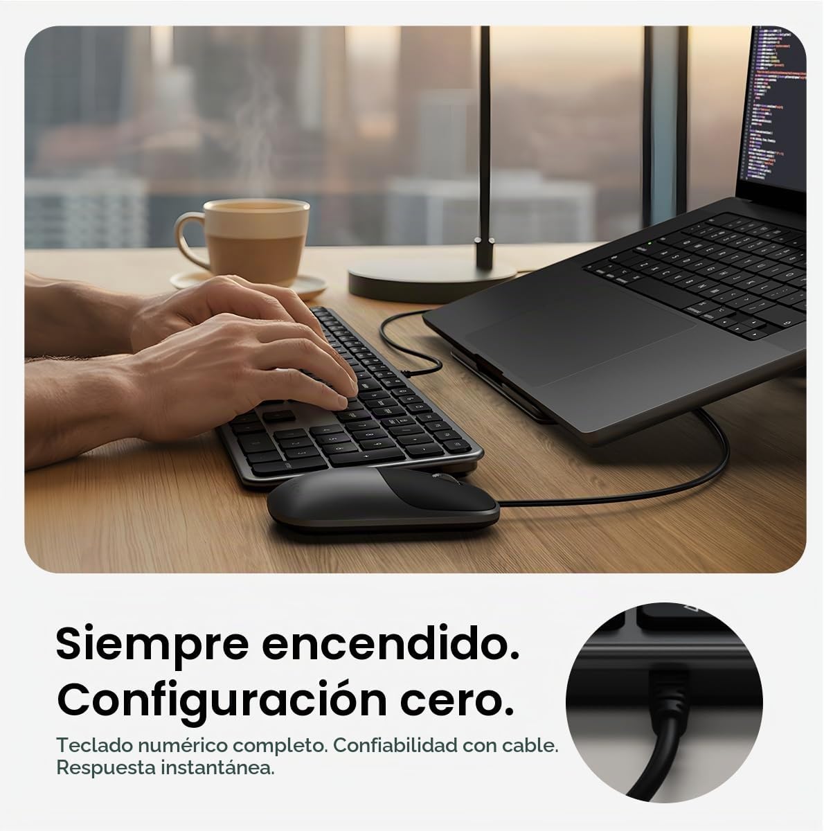 Satechi Slim CLX3 Combo de teclado y mouse con cable, USB-C, negro...