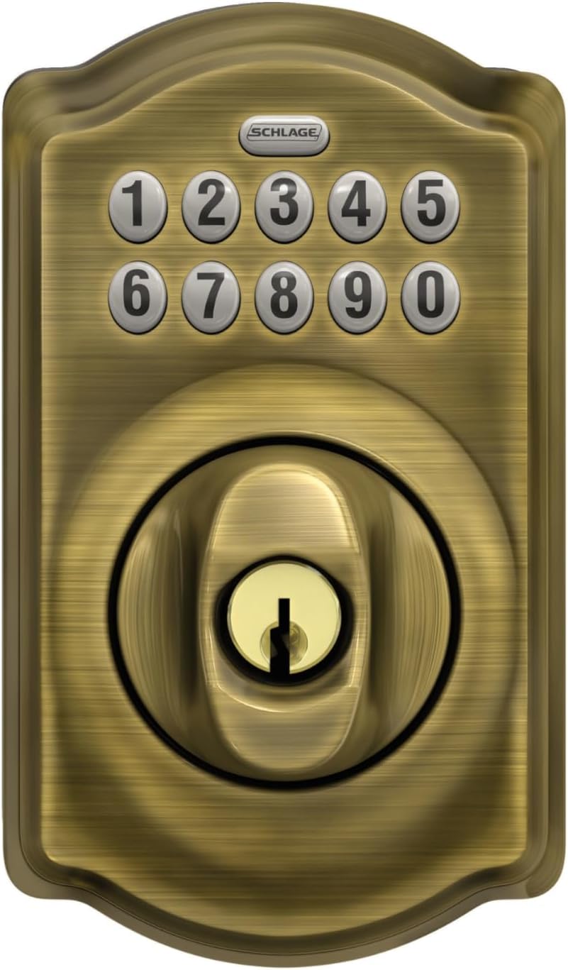 Schlage Cerradura de cerrojo de teclado electrónico, borde Camelot...