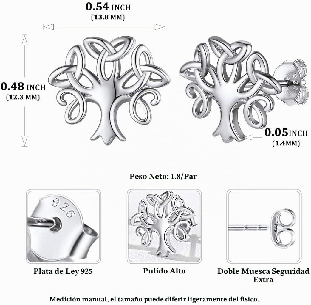 ChicSilver Pendientes celtas para mujer de plata de ley hipoalergén...