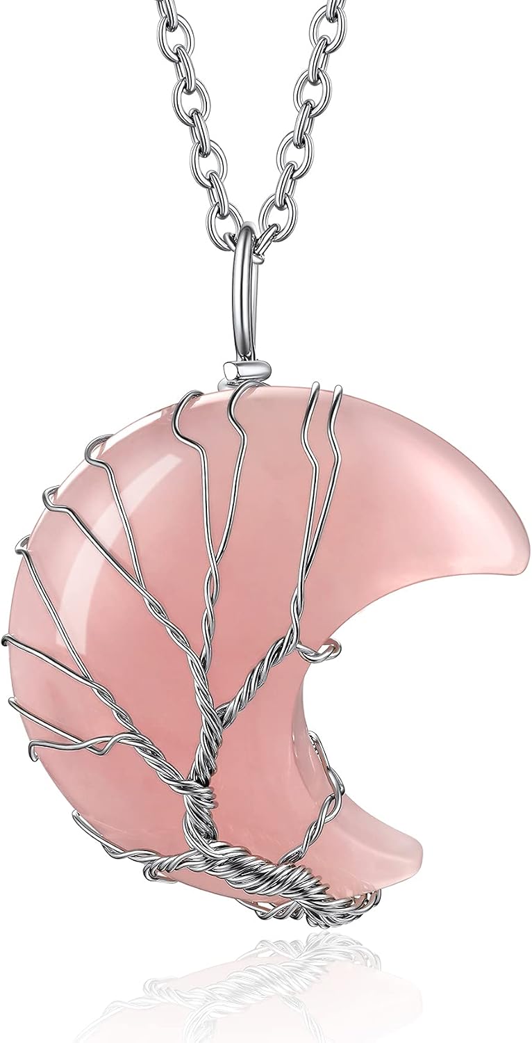 Bestyle Collar de cristal curativo envuelto en árbol de la vida, co...