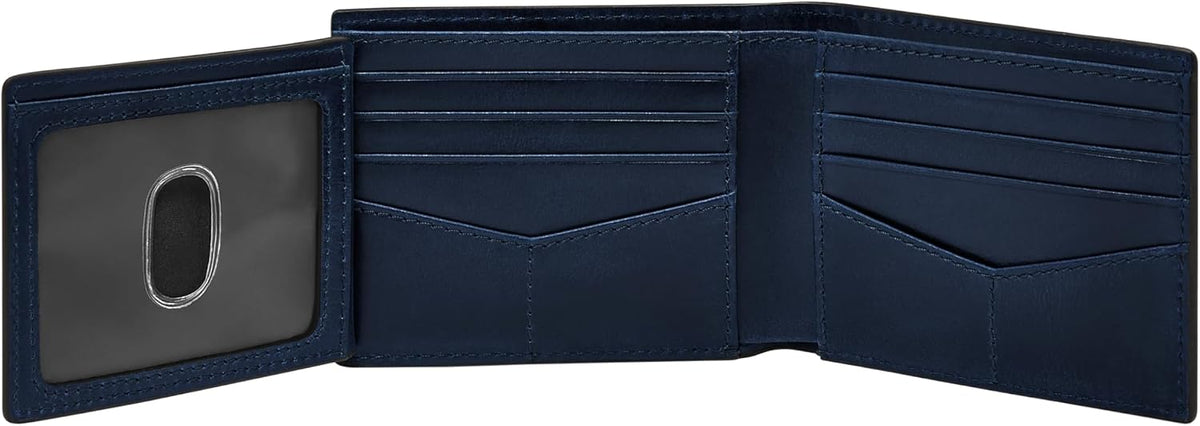 Fossil Derrick - Cartera de piel con bloqueo RFID, plegable con ide...