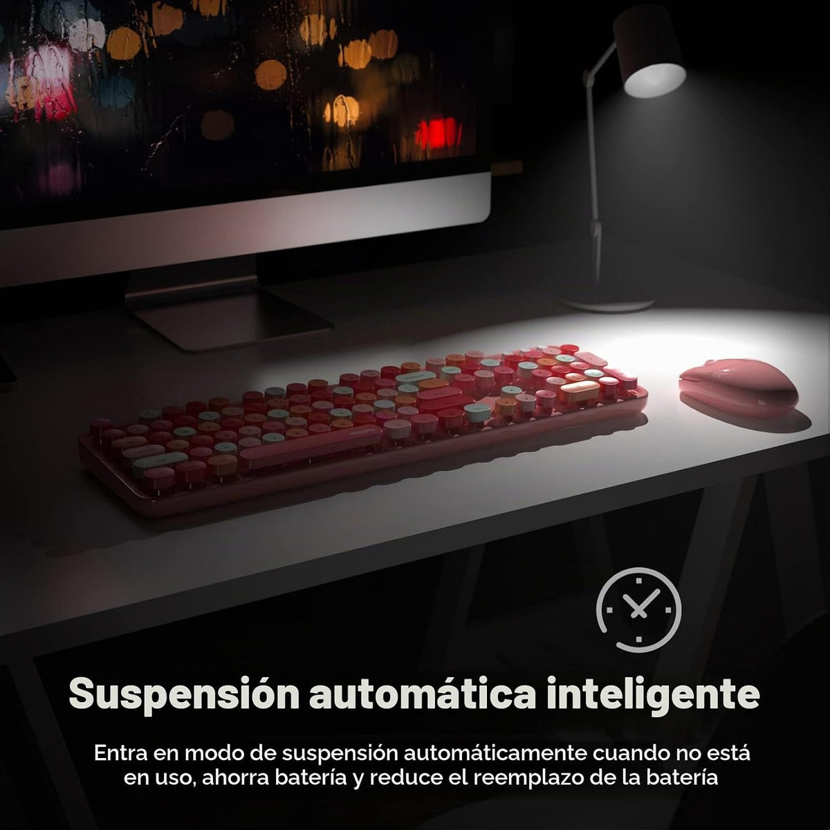 MOFII Combo de teclado y mouse inalámbricos, teclado inalámbrico ro...