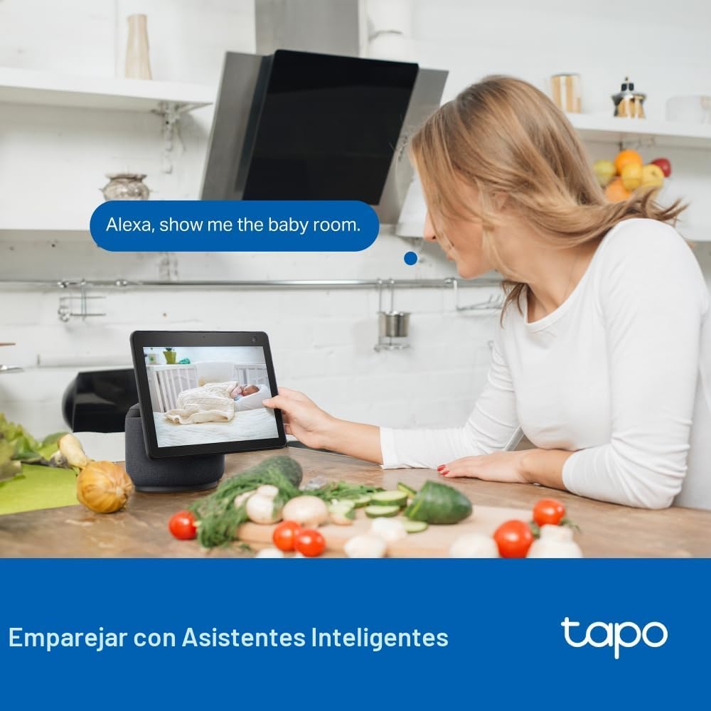 Tapo 2K Cámara de seguridad con cable panorámica/inclinable para in...