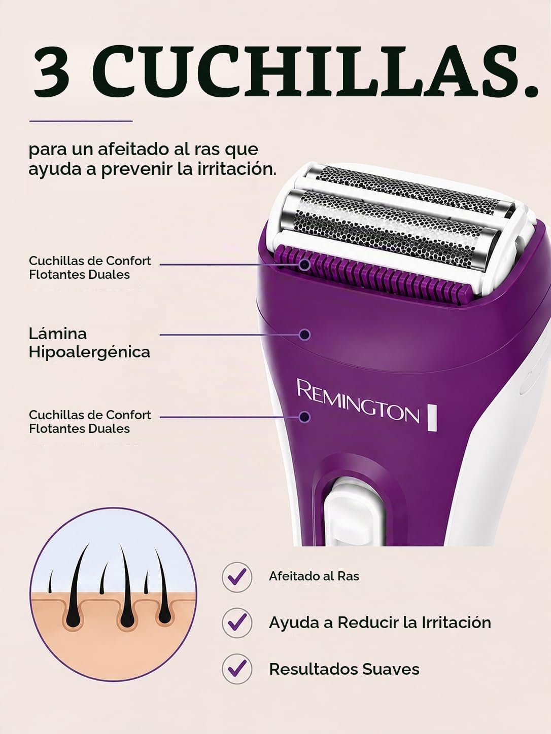 Remington Afeitadora eléctrica suave y sedosa para mujer, maquinill...