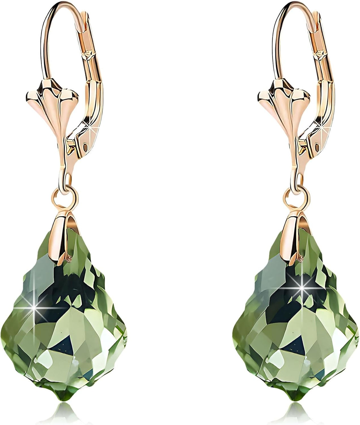 Aretes de cristal austriaco barroco con cierre de palanca para muje...