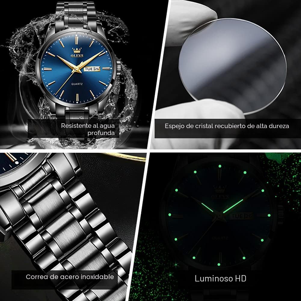 OLEVS Relojes para hombre Relojes de cronógrafo de fácil lectura lu...