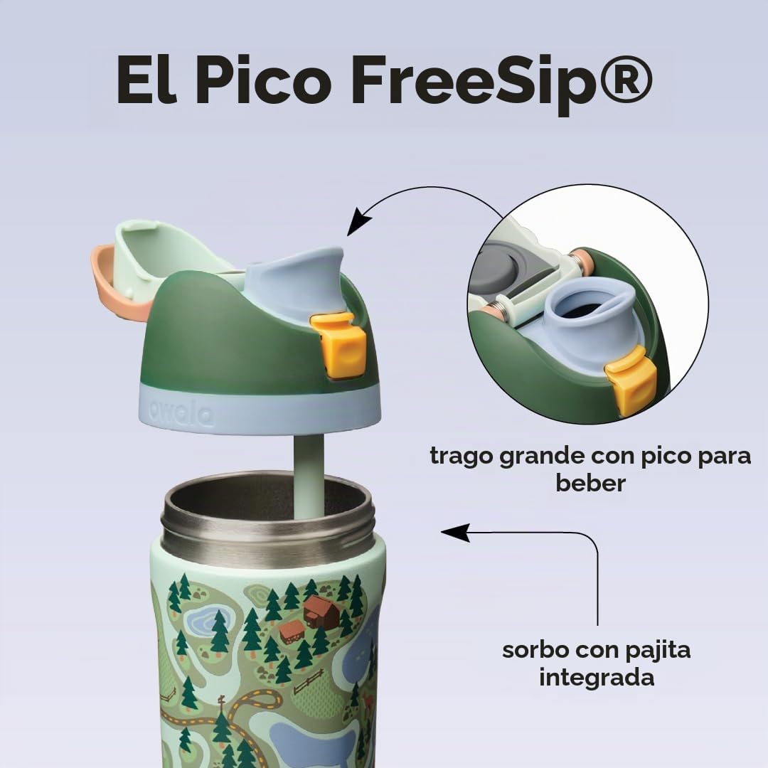 Owala FreeSip - Botella de agua de acero inoxidable para niños, 16...