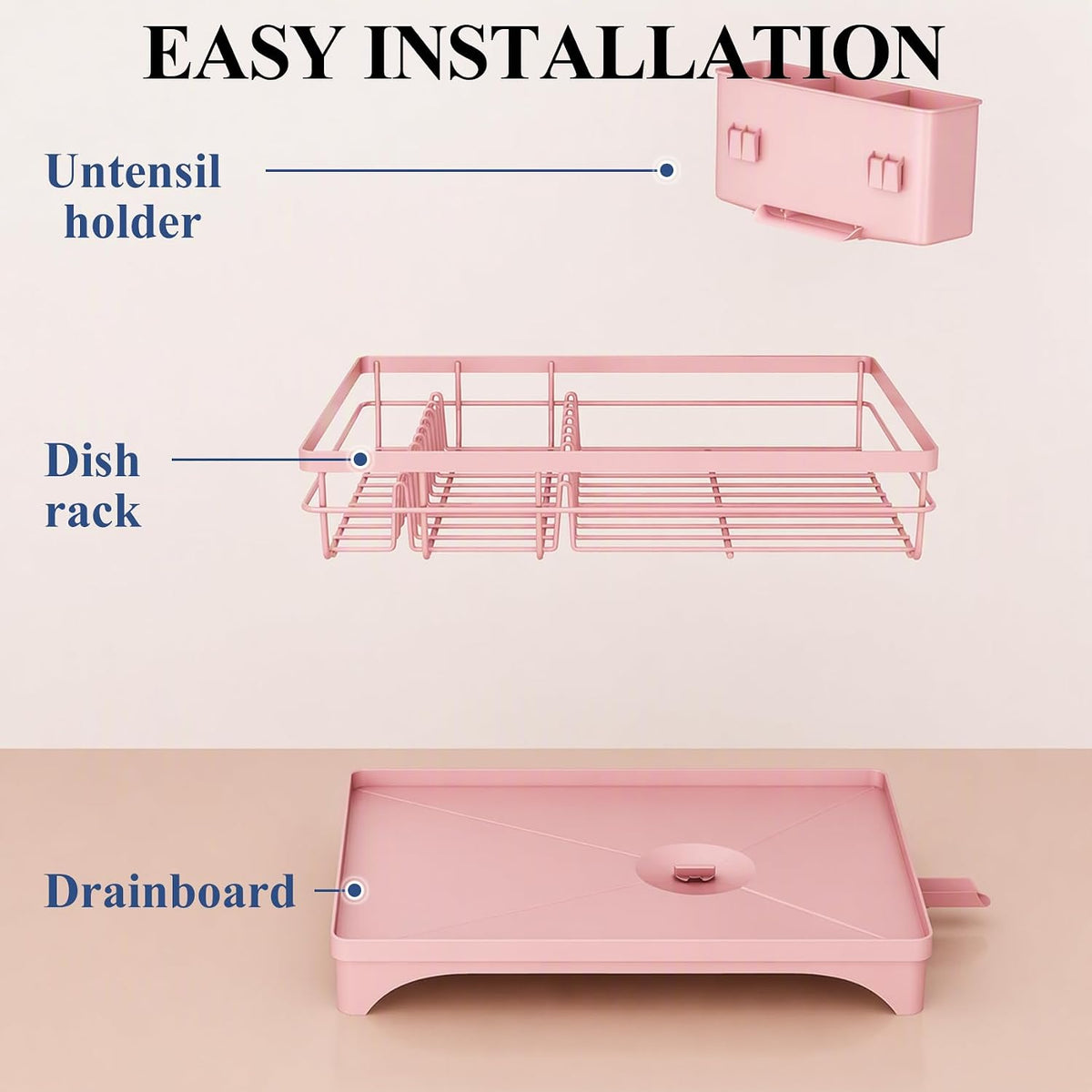SNTD Escurridor de platos para encimera de cocina, 11.8 pulgadas de...