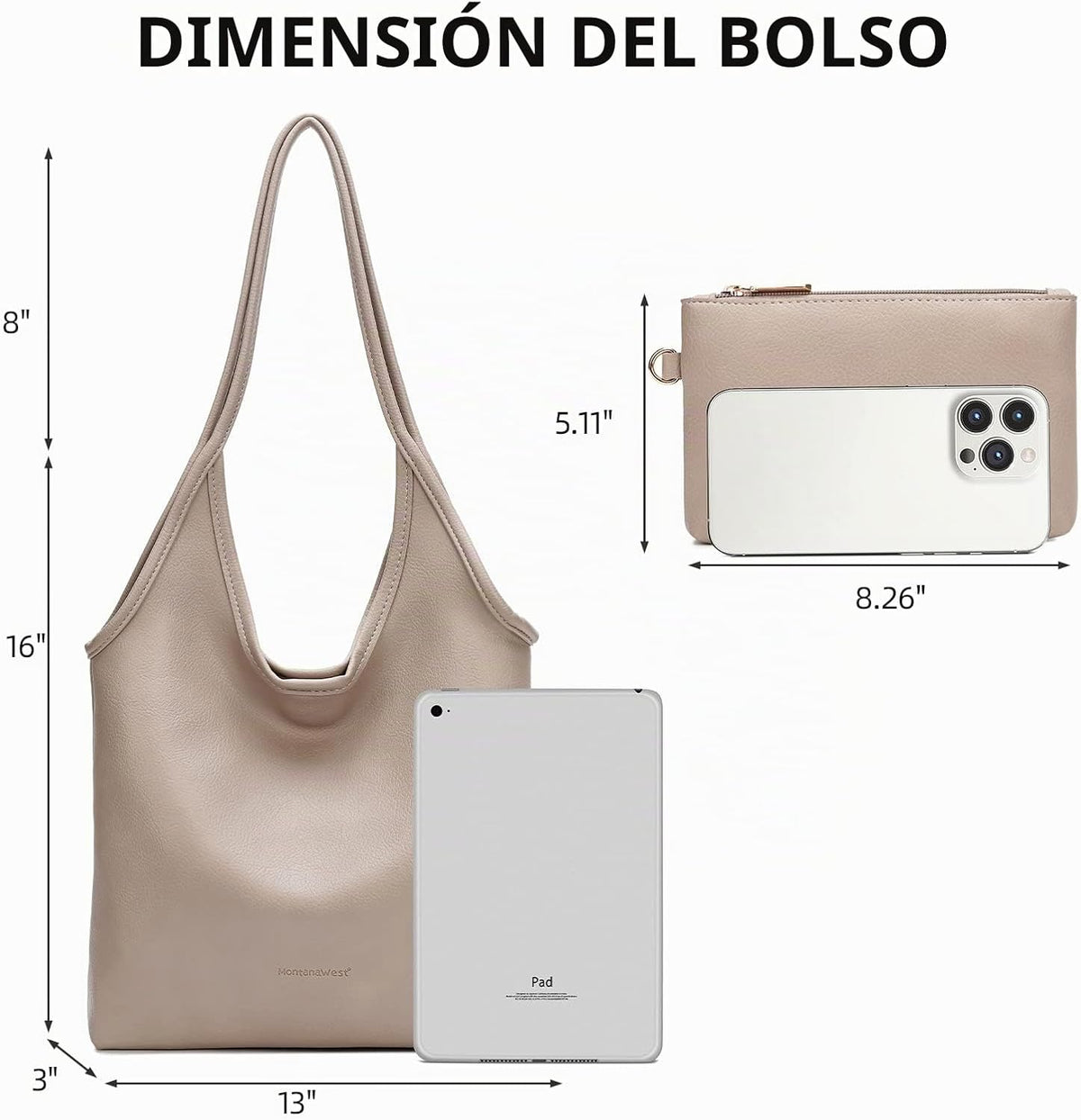 Montana West Bolsos estilo hobo holgados para mujer, bolsos de homb...