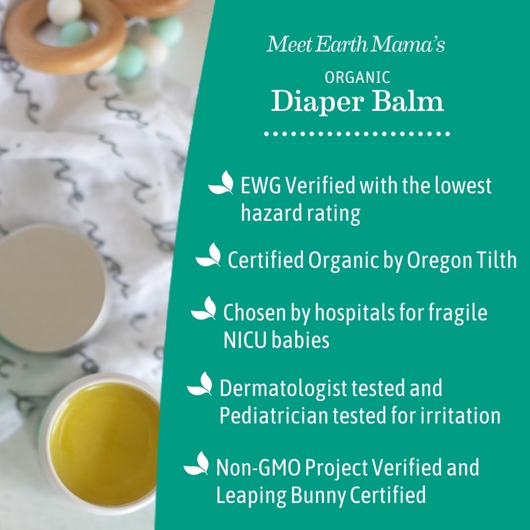 Earth Mama - Bálsamo orgánico para pañales, crema de caléndula para...