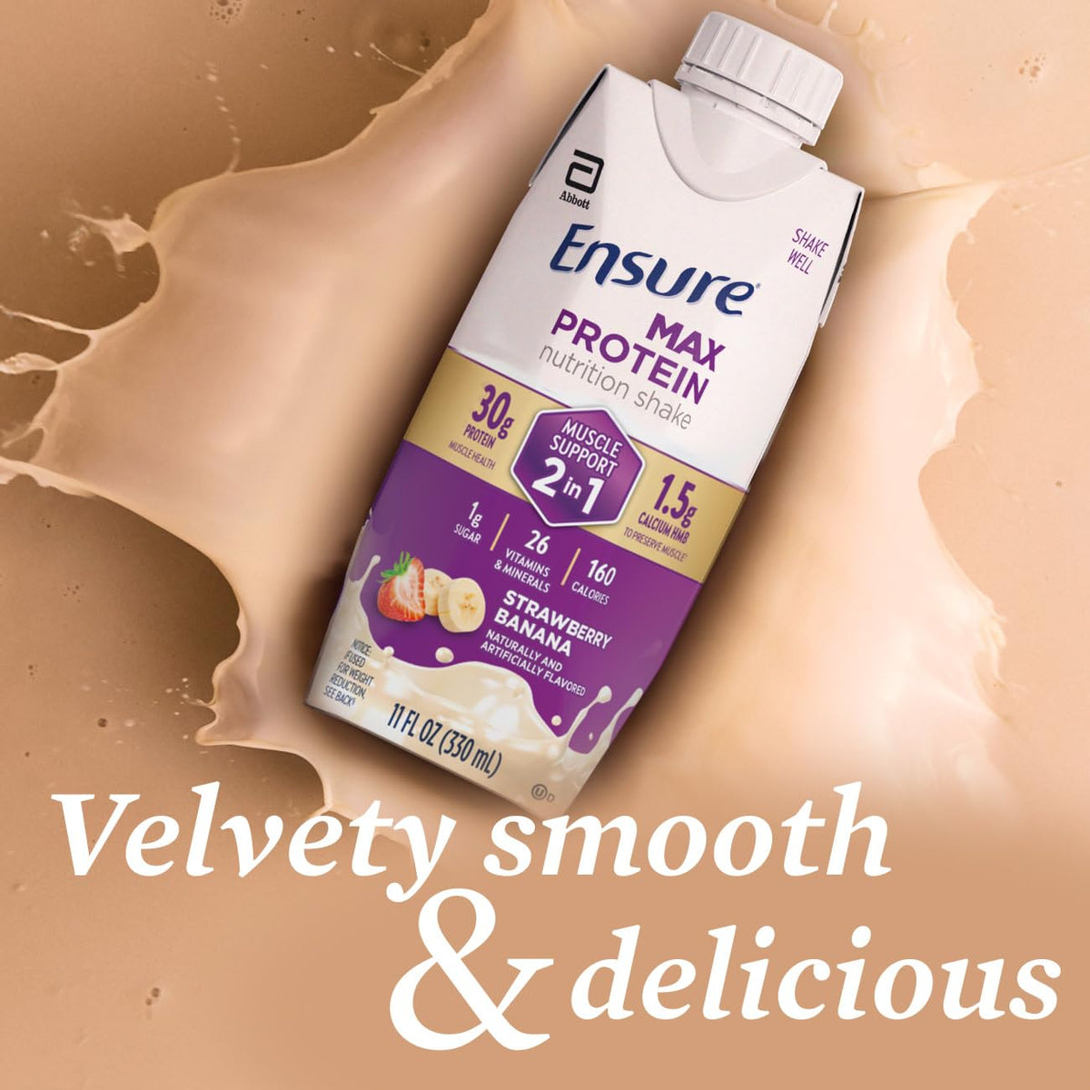 Ensure Max Protein - Plátano de fresa 2 en 1, 1.06 onzas de alto co...