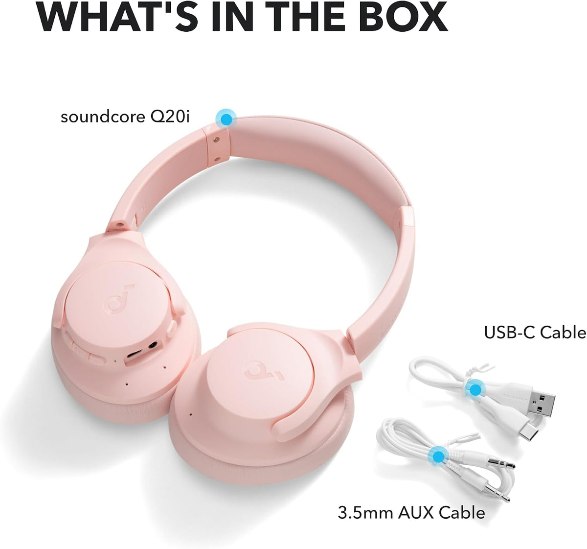 Auriculares Soundcore by Anker Q20i con funda protectora, rosa, paq...