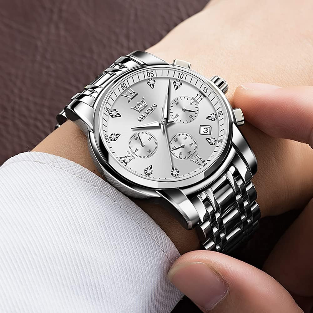 OLEVS Relojes para hombre Relojes de cronógrafo de fácil lectura lu...