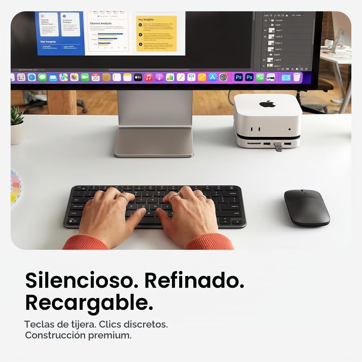 Satechi Slim CEX1 Combo de teclado y mouse inalámbricos, Bluetooth,...