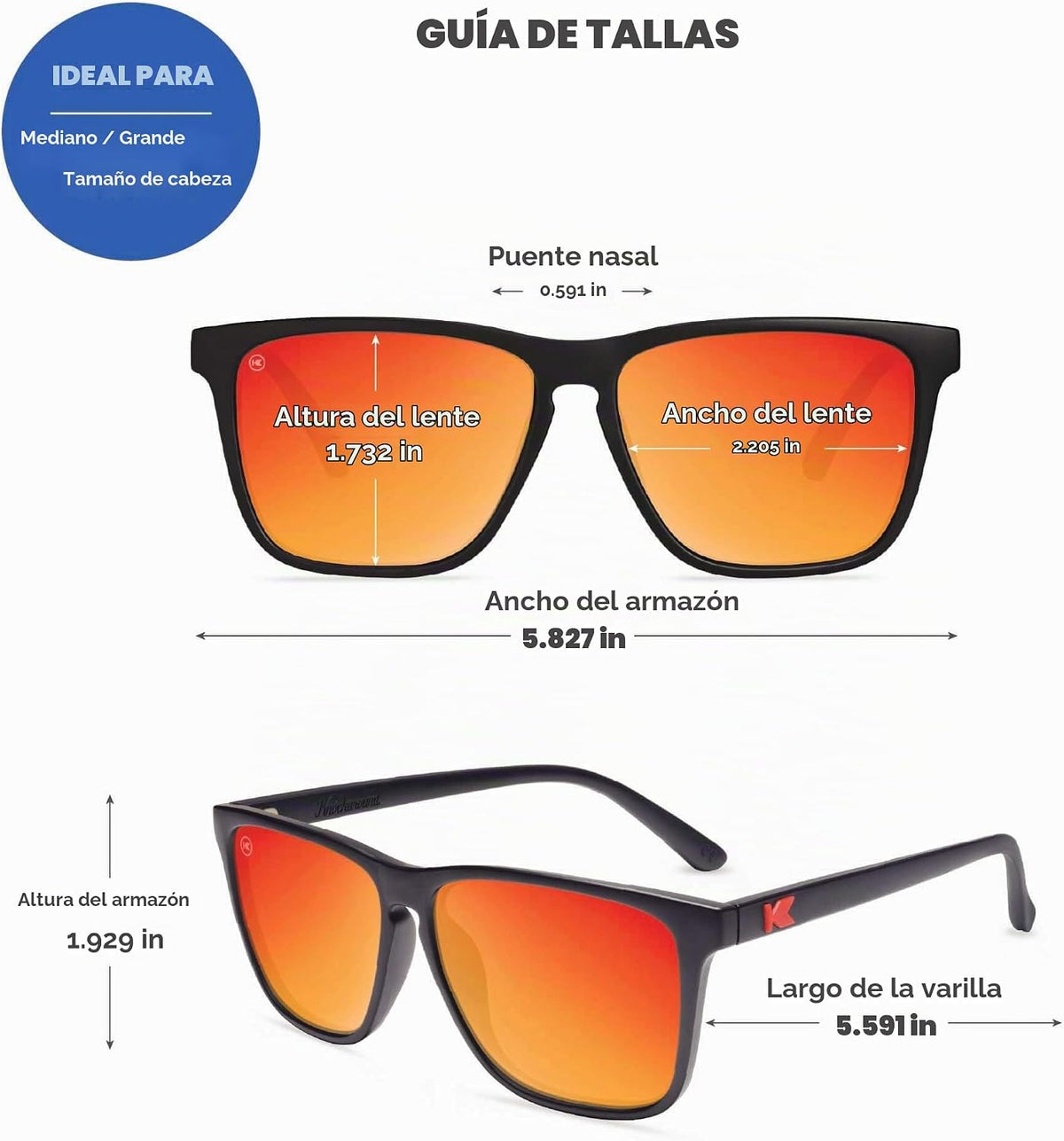 Knockaround Gafas de sol polarizadas cuadradas para hombres y mujer...