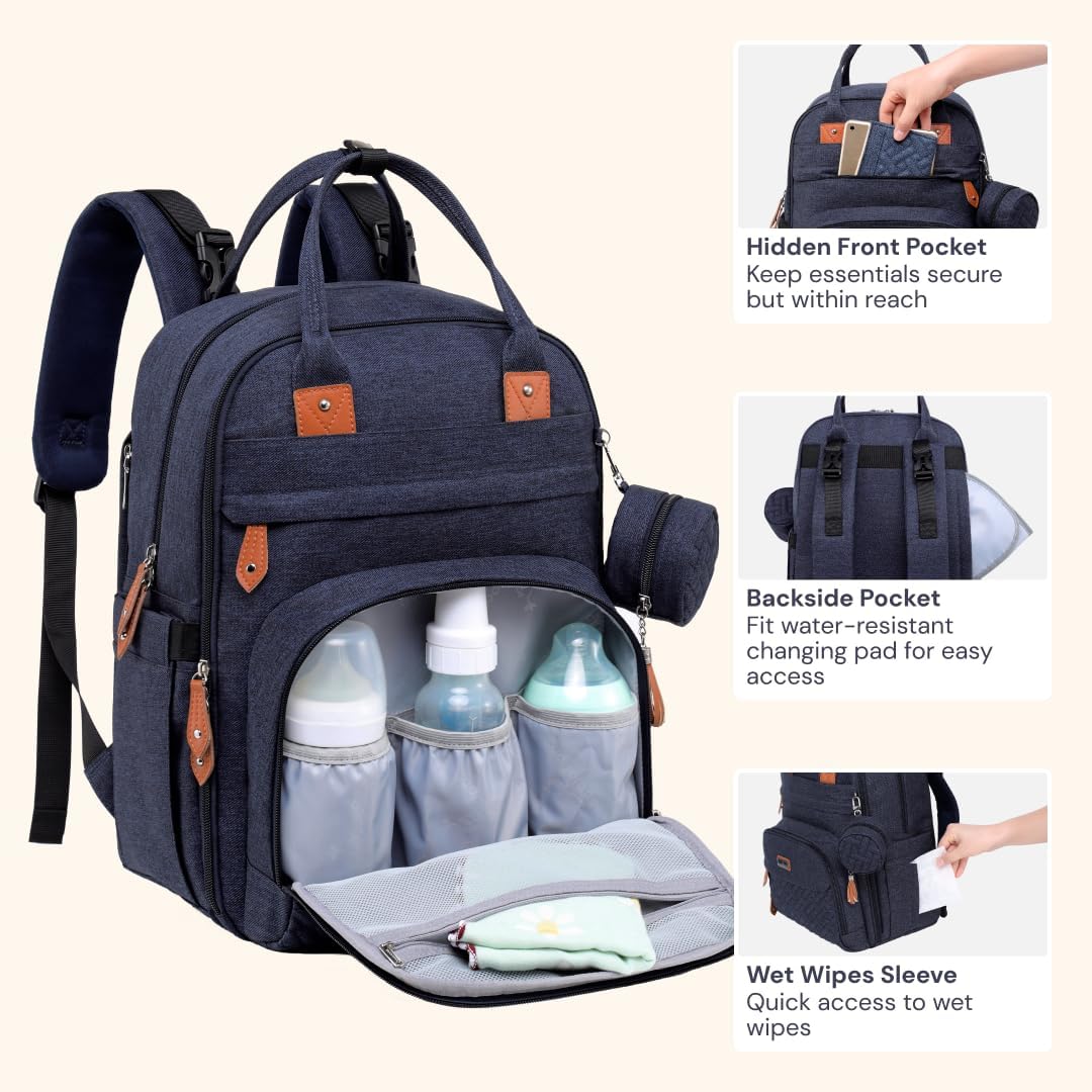 BabbleRoo Mochila para pañales \u2013 Bolsa de viaje para Baby Esse...