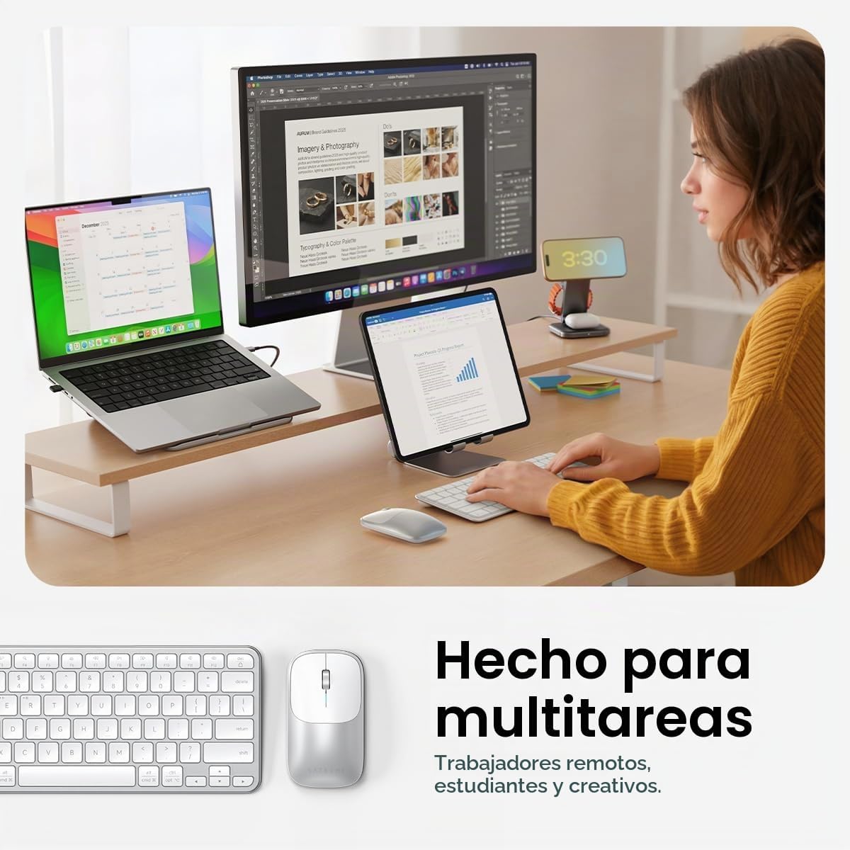 Satechi Slim CEX1 - Combo de teclado y mouse inalámbricos, Bluetoot...
