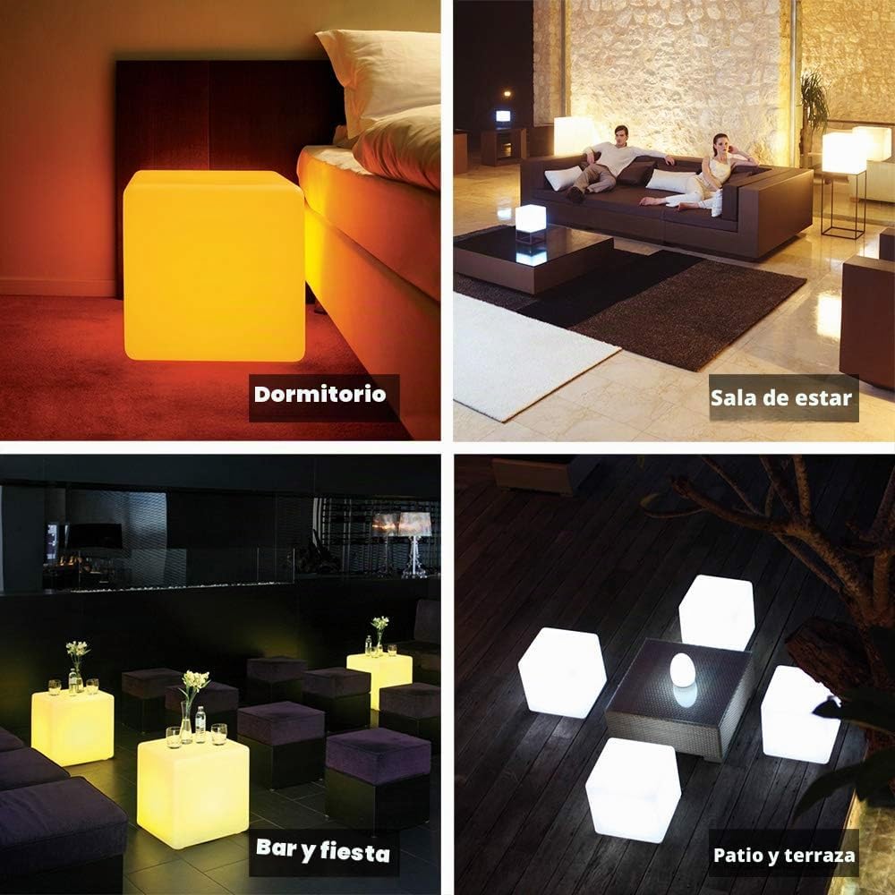 Mr.Go Taburete de luz LED que cambia de color de 14 pulgadas | Mesa...