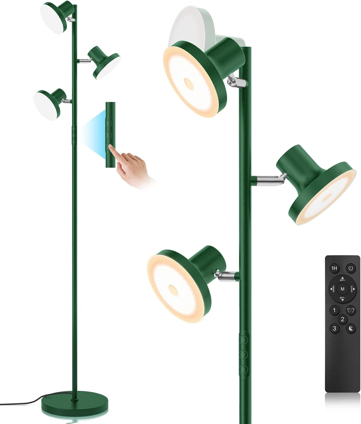 SIBRILLE Lámpara de pie LED de árbol de 36W, lámpara de pie ajustab...