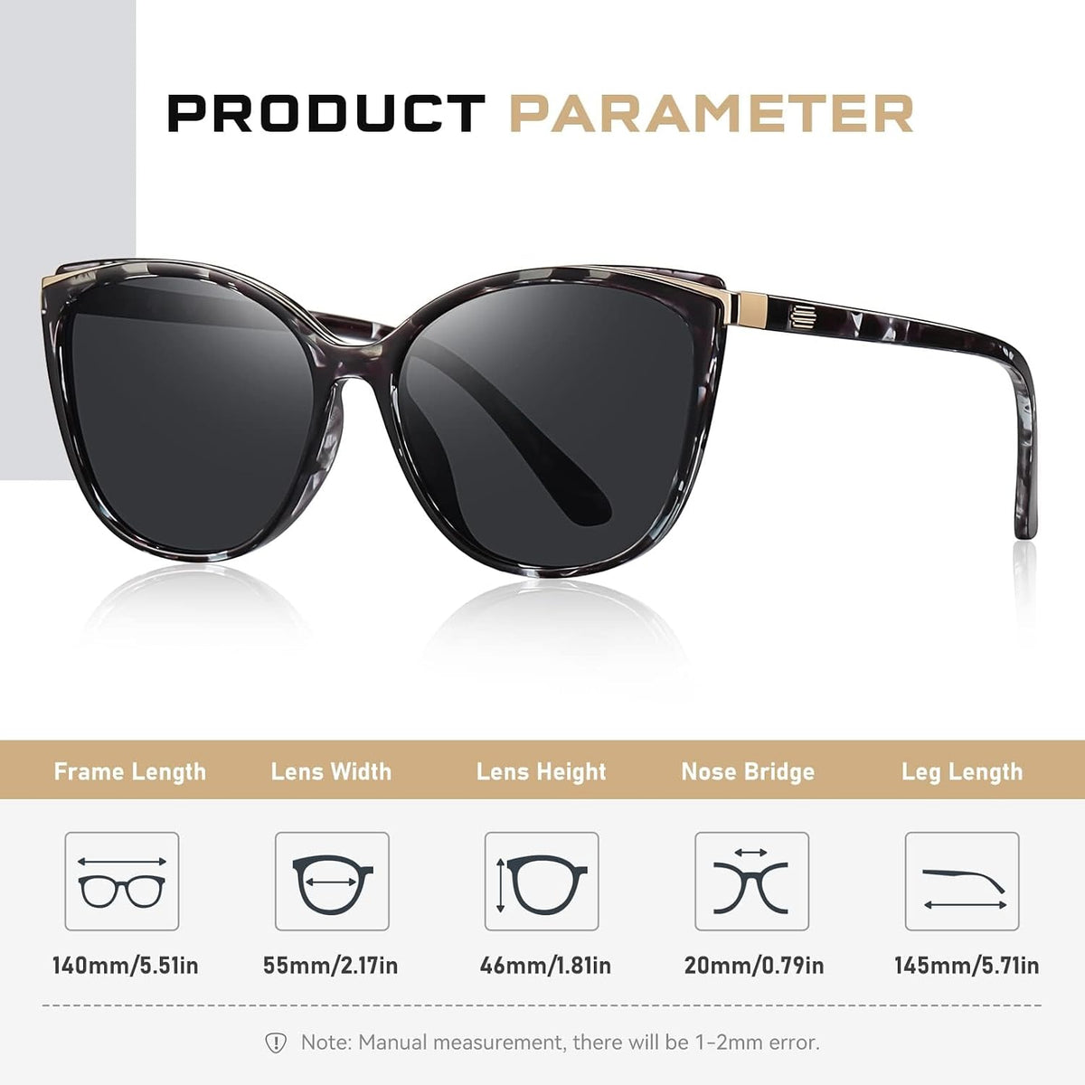 Colrea Gafas de Sol Modernas con Forma de Ojo de Gato para Mujer, E...