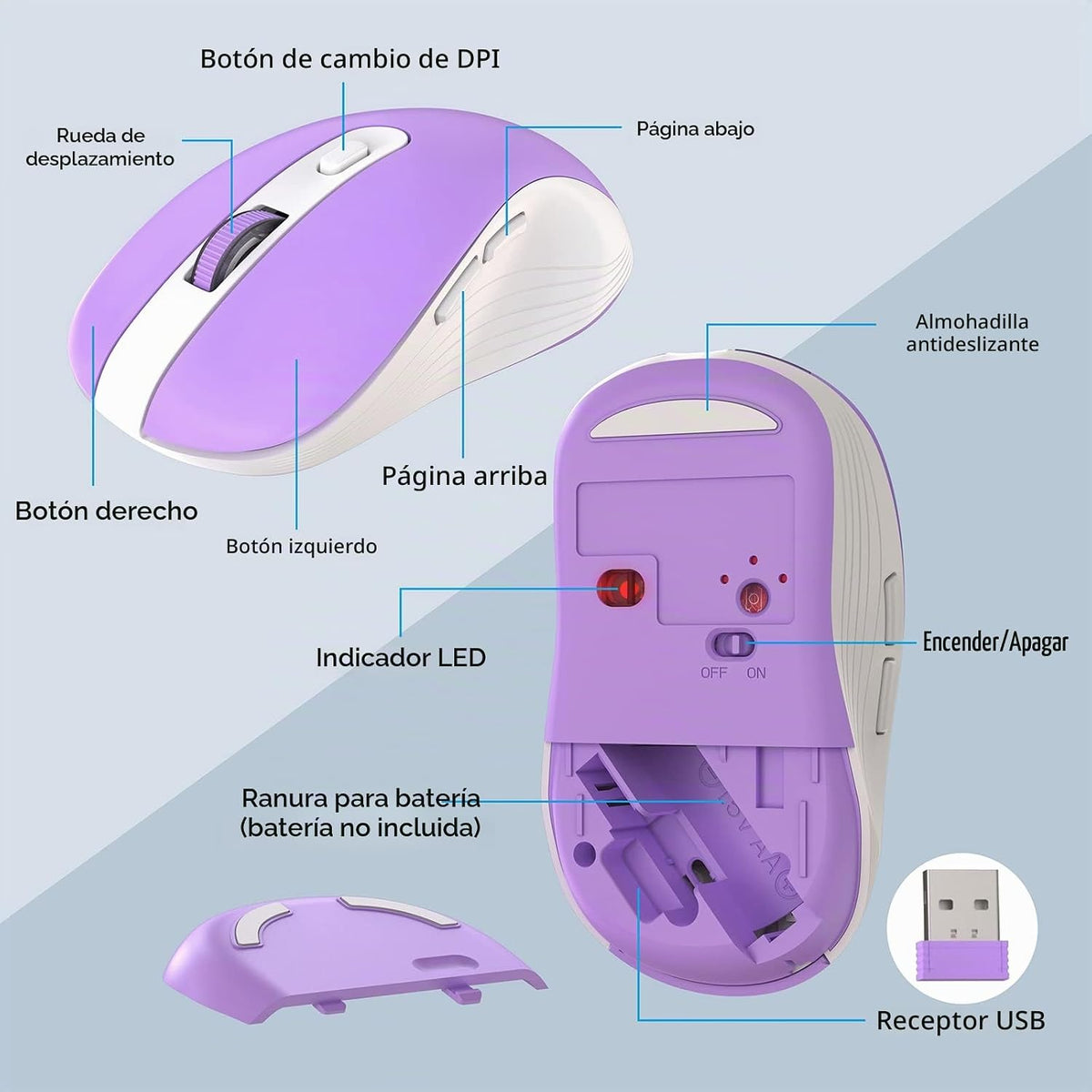 Combo de teclado y ratón inalámbricos, teclado inalámbrico ergonómi...