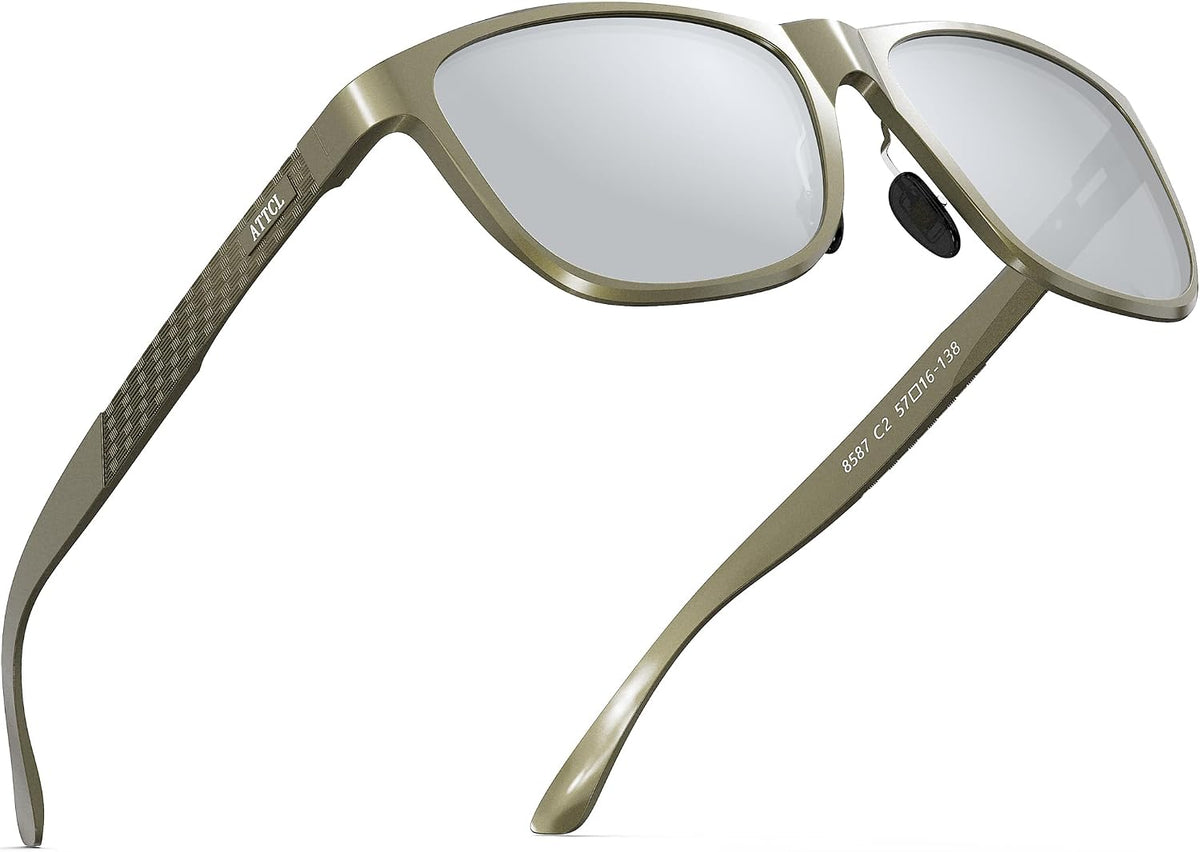 ATTCL Gafas de sol polarizadas para hombre Al-Mg Metal ultraligeras...