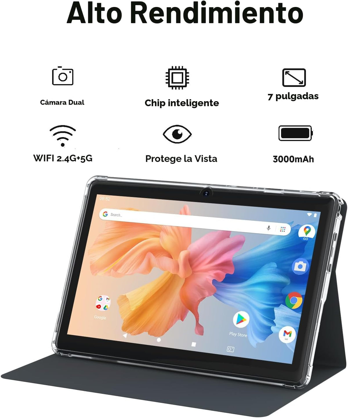 HOTTABLET Tablet Android 14.0 de 7 pulgadas con funda protectora, 8...