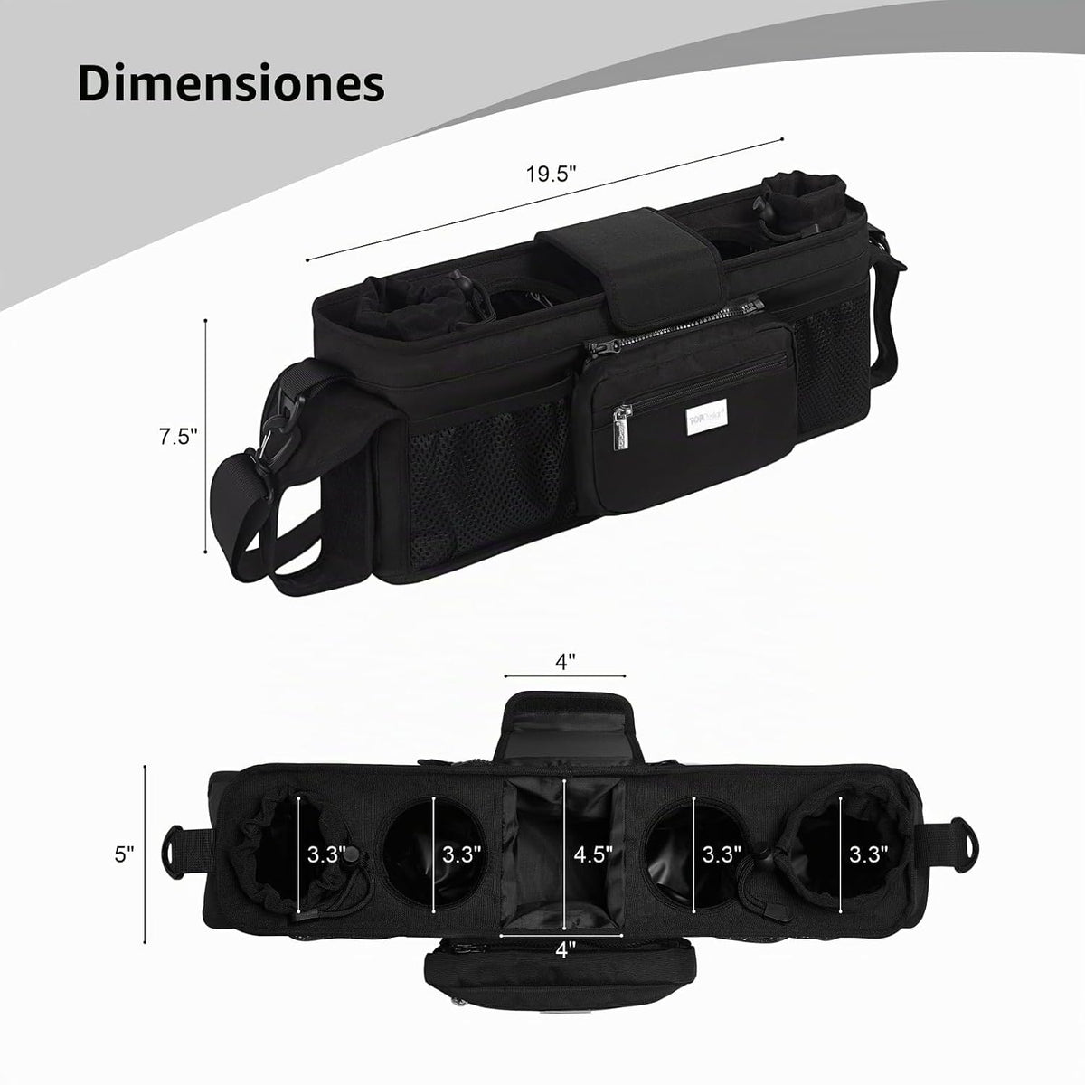 TOPDesign Organizador universal para cochecito de bebé, carro doble...