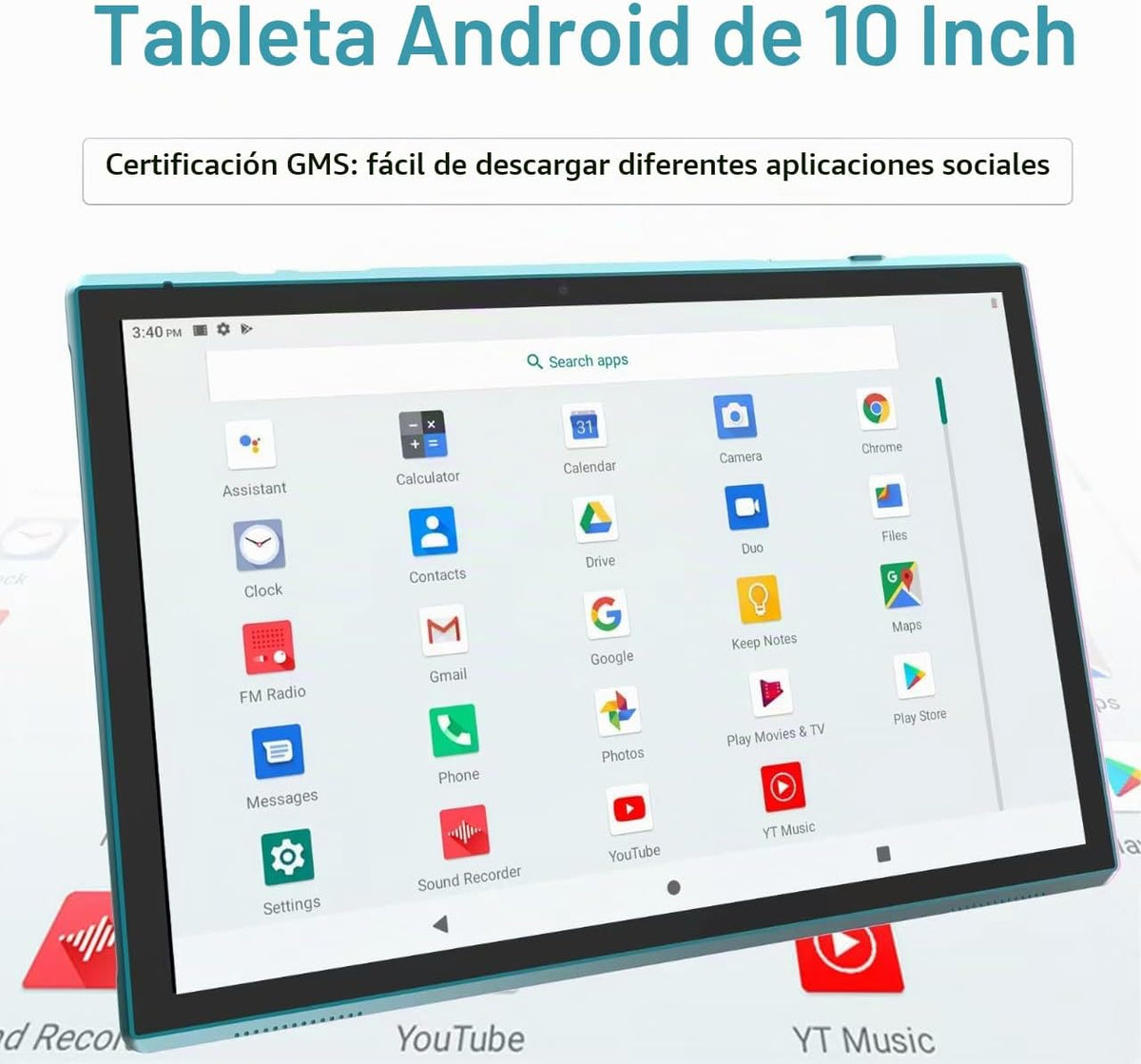 Tableta Android de 10 pulgadas con estuche Stylus Android 15 Tablet...
