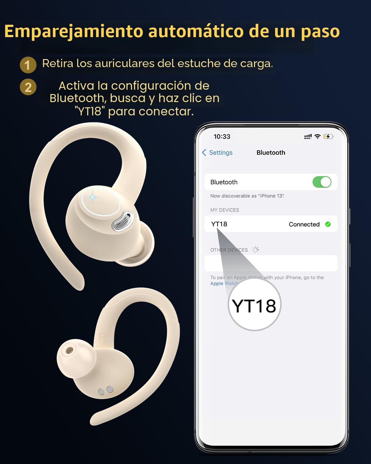 Auriculares inalámbricos, Bluetooth 5.4, auriculares deportivos con...