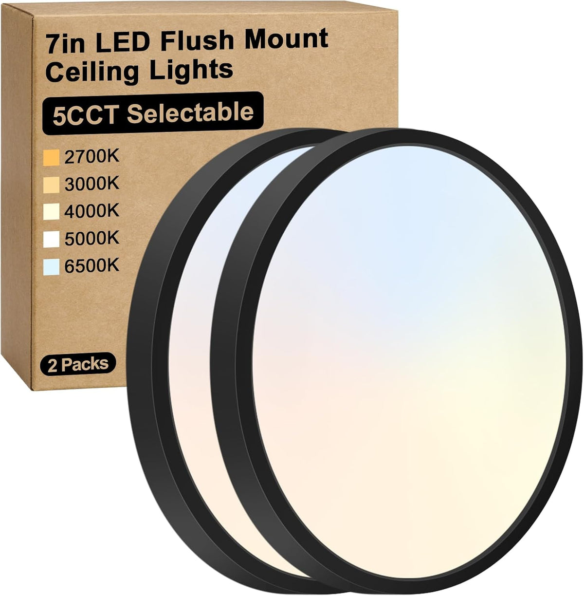 Brightever Lámpara de techo LED de 7 pulgadas, regulable, 1200LM |...