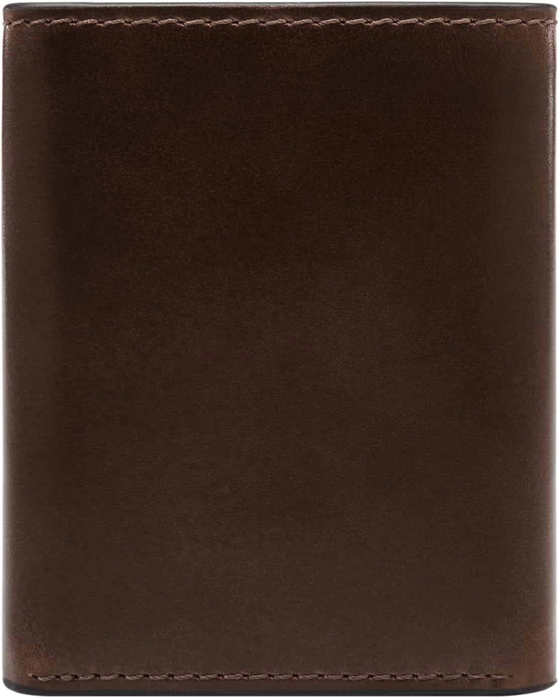 Fossil Billetera triple de cuero para hombre, Derrick Marrón Oscuro...