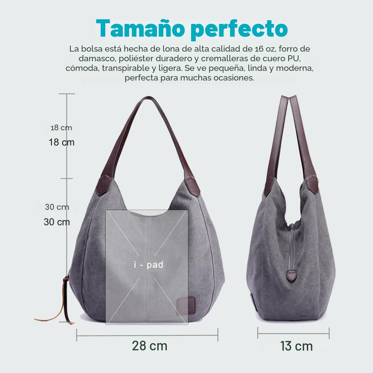 Dourr Bolso para hombro para mujer, con múltiples bolsillos, bolso...