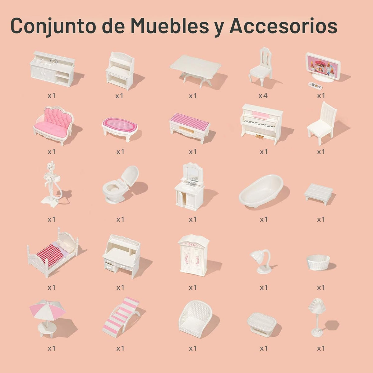 ROBUD Casa de muñecas de madera con muebles azul para niñas 3-6 | D...
