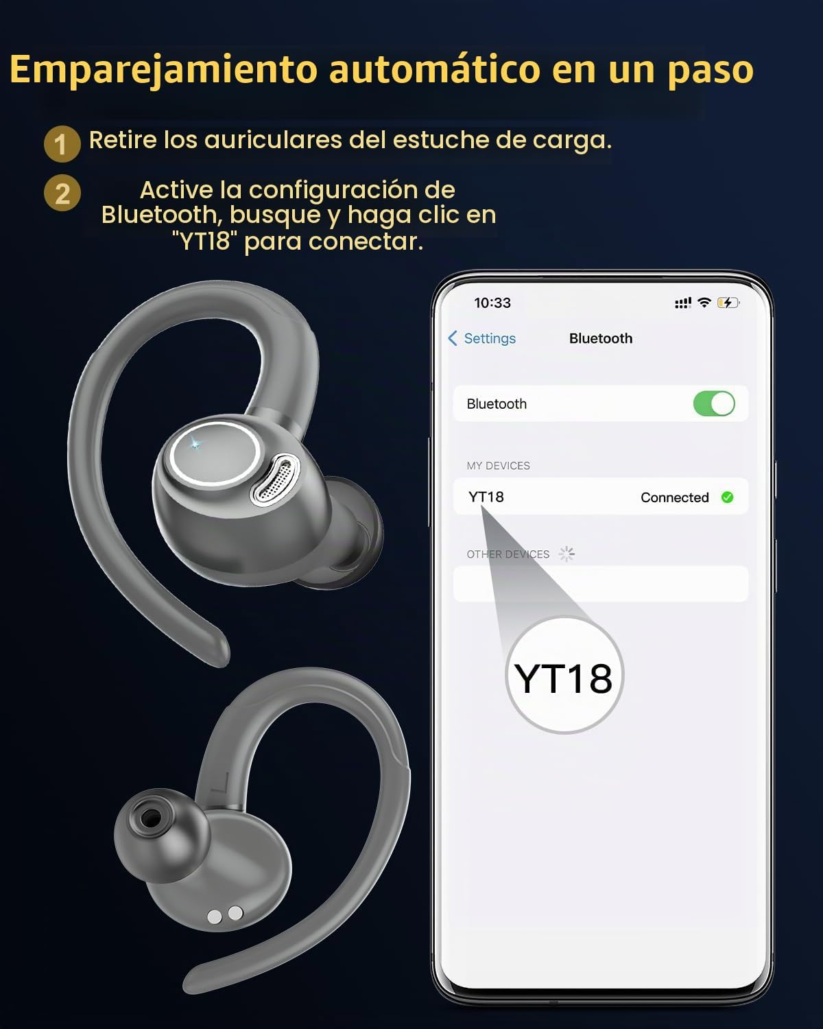 Auriculares inalámbricos, Bluetooth 5.4 Auriculares deportivos sobr...