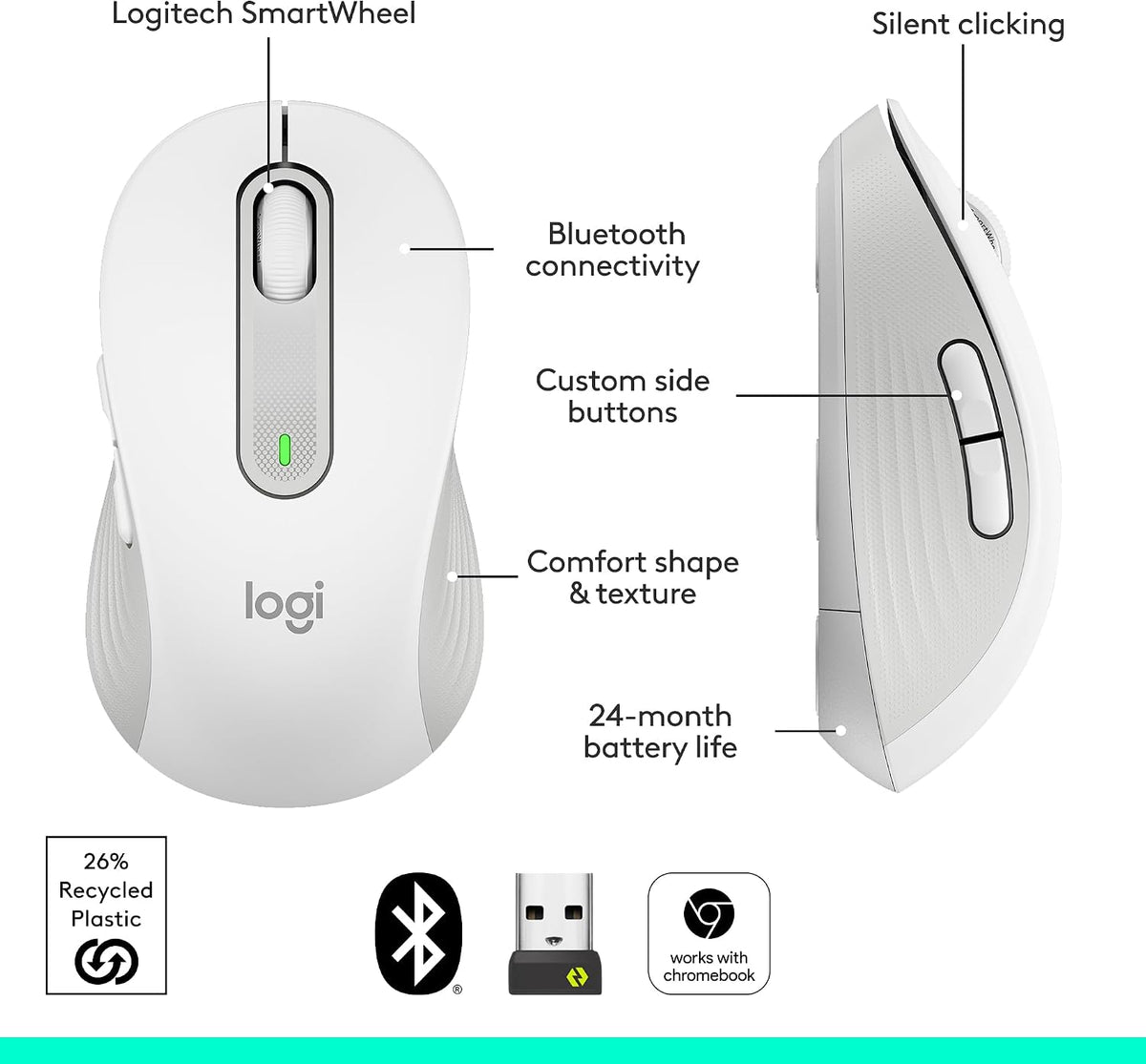 Logitech Signature M650 L - Ratón inalámbrico de tamaño completo |...